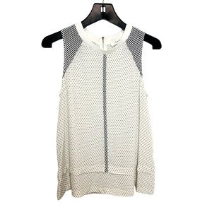 Madewell Silk Incline Tank Top | White & Black Polka Dot Swing Style Blouse M